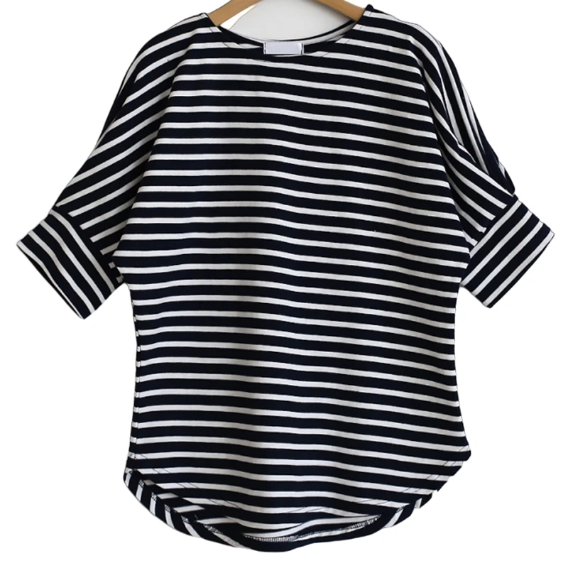 

KUSAHIKI Summer 2021 Korean Stripe Woman Tshirts Causal Puff Sleeve O-neck Graphic Tee Fashion Elegant Top Mujer Camisetas 6G430