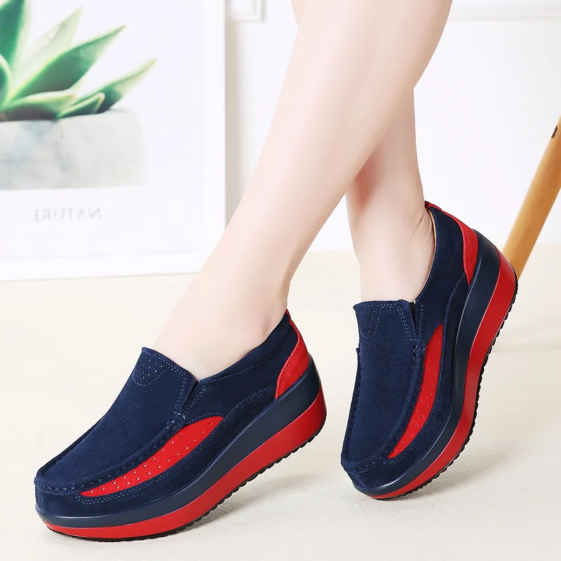 

New Hot Autumn Women Flats Platform Shoes Ladies Suede Leather Flat Shoes Women Slip On Casual Sneakers Shoes