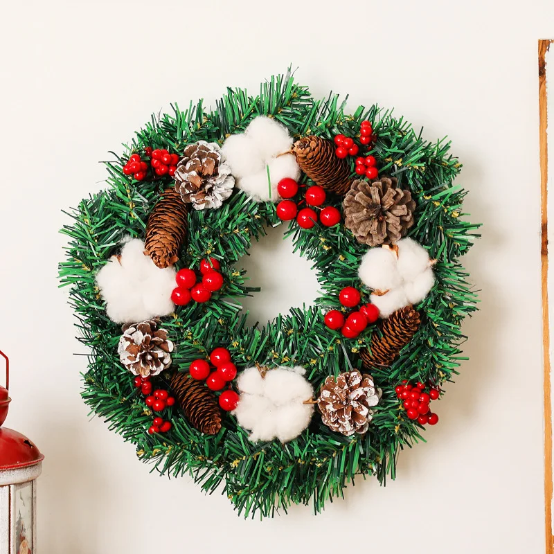 

30cm Christmas Decoration Props Scene Creative Gift Door Hanging Decor Simulated Wreath Christmas Garland