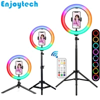 new 26cm 10inches rgbww led ring flash lamp with tripod remote mount holder stands for live streaming video bloggers