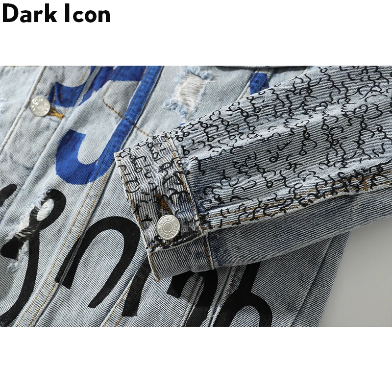 Dark Icon джинсы с рисунком «граффити» куртка мужская с отложным воротником уличная мужская куртка джинсовые куртки для мужчин