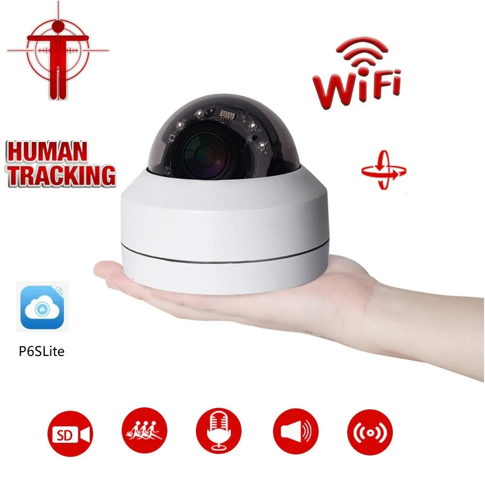 

Home H.265 IR Wireless Auto Tracking Dome PTZ Camera 2MP HD WIFI 1080P IP Camera 4mm IR 30M 2-Way Audio SD P2P 25FPS
