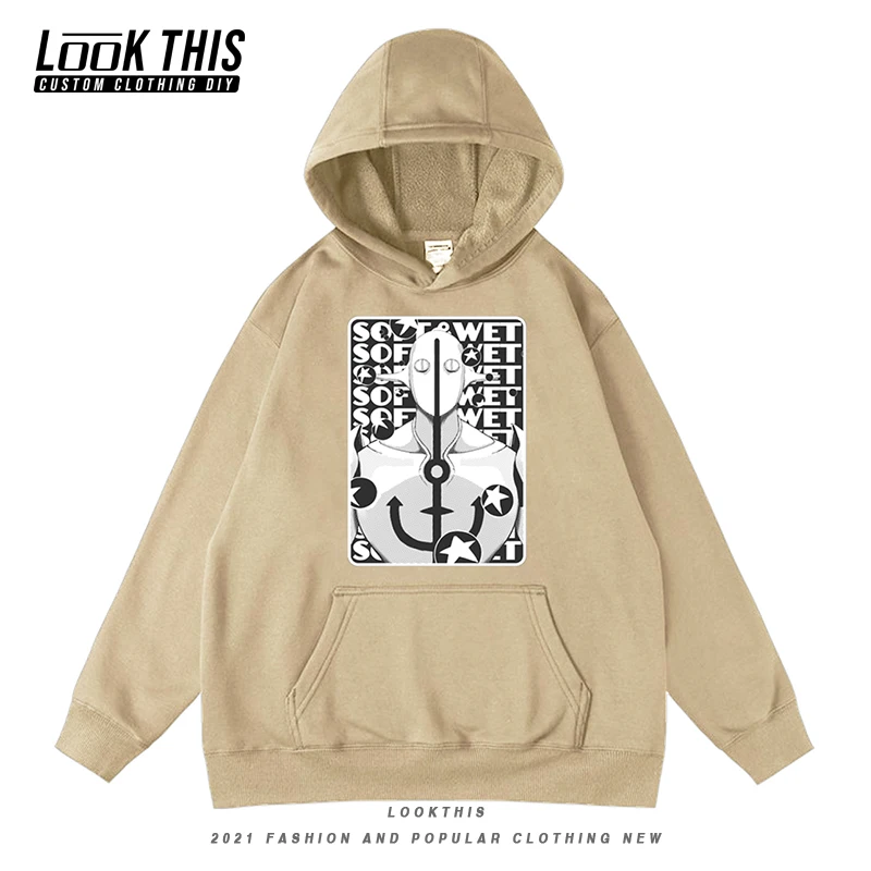 

Anime JoJo's Bizarre Adventure Print Mens Loose Hooded Streetwear Hot Sale New Men Oversized Hoodie Long Sleeve Pullover Hoodies