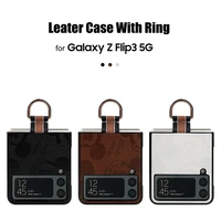 leather protective case with ring ultra thin shockproof cover for samsung galaxy z flip 3 5g