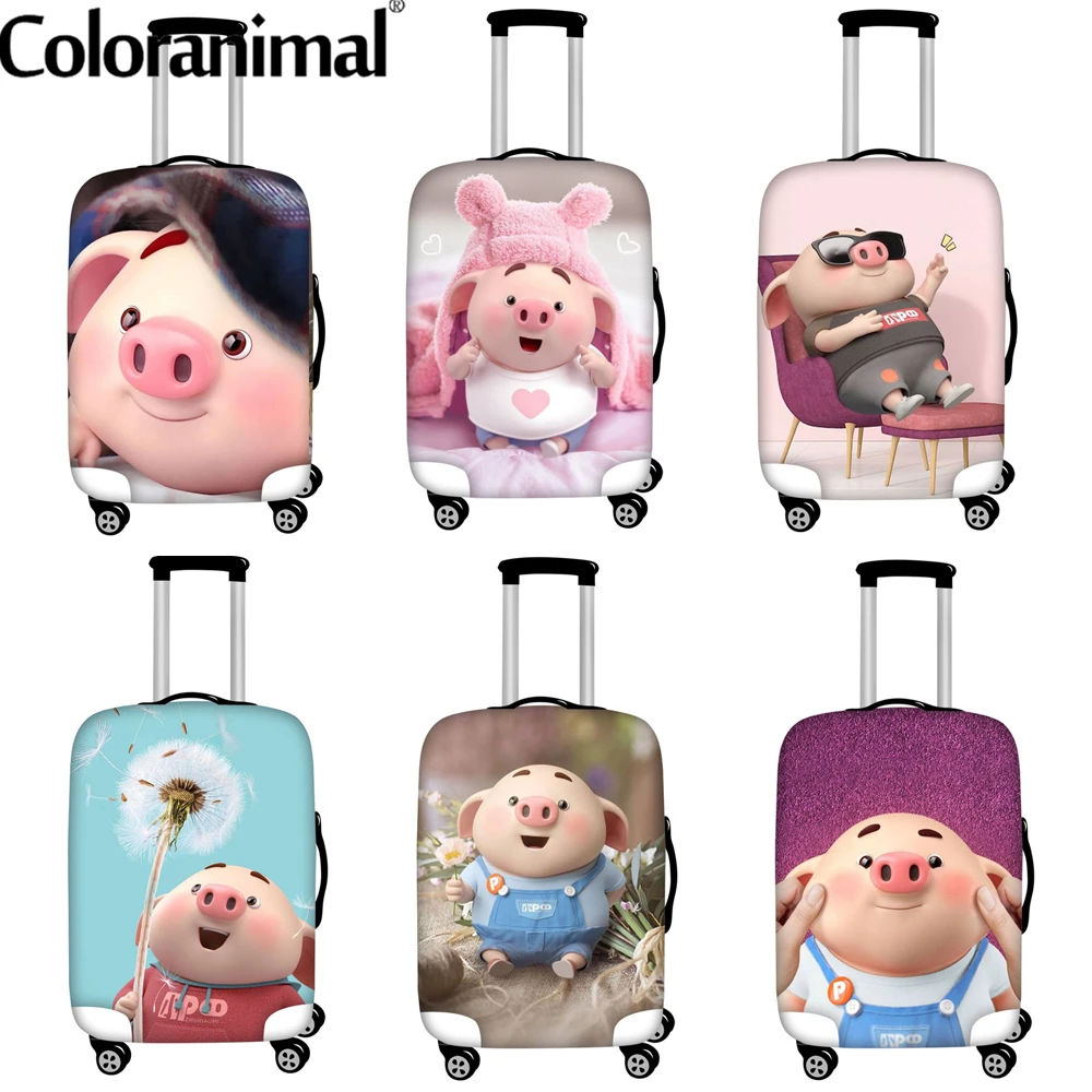 

Цветные эластичные плотные защитные чехлы на колесиках для багажа, милый Пыленепроницаемый Чехол для свиньи, мопса, чехол для костюма, чехо...