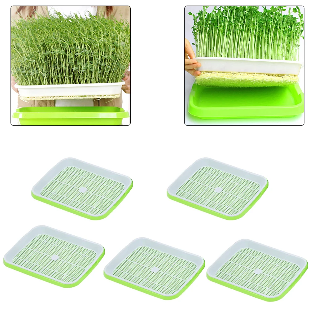 

5PCS Seedling Tray Seed Starter Green Tray Double Layer Arc Soilless Cultivation For Gardening Bonsai Grass Plant Hydroponics