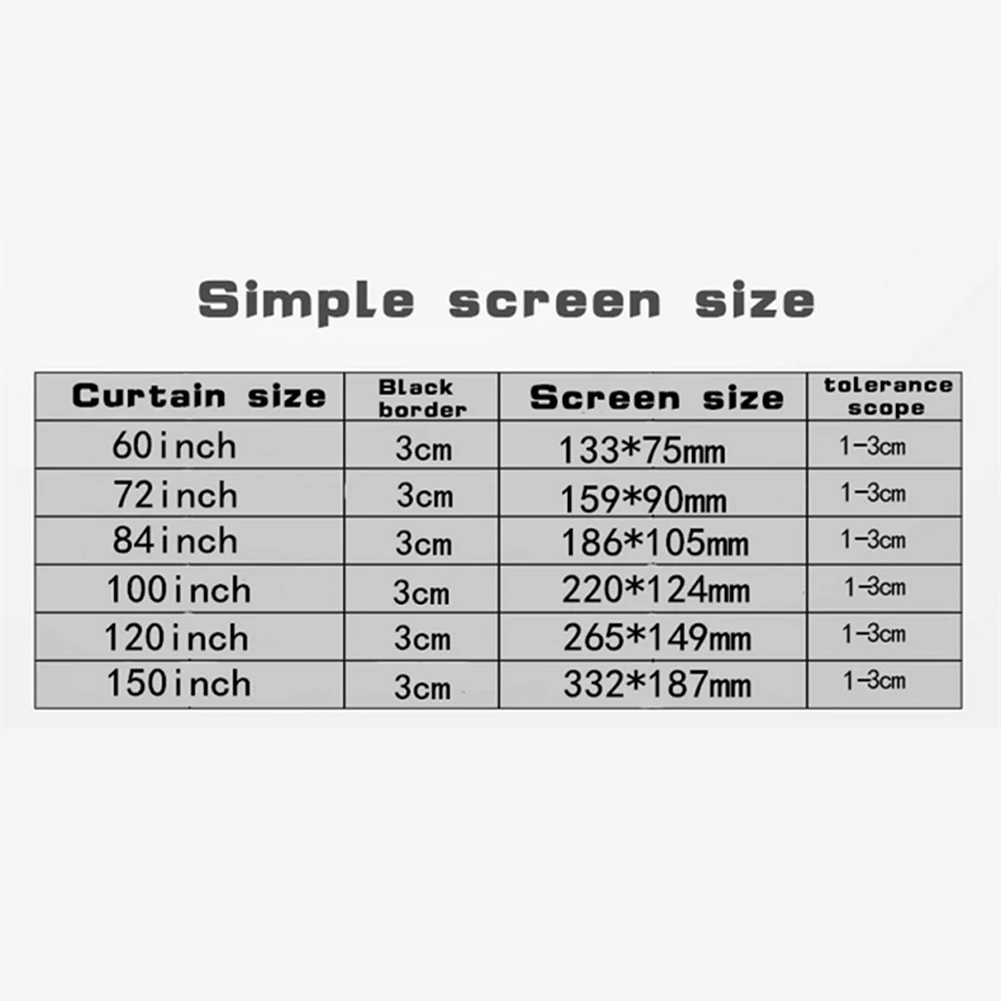 

16:9 Simple Projector Curtain 60 72 84 100 120 150 inch Portable HD Display Screen for Home Outdoor Office