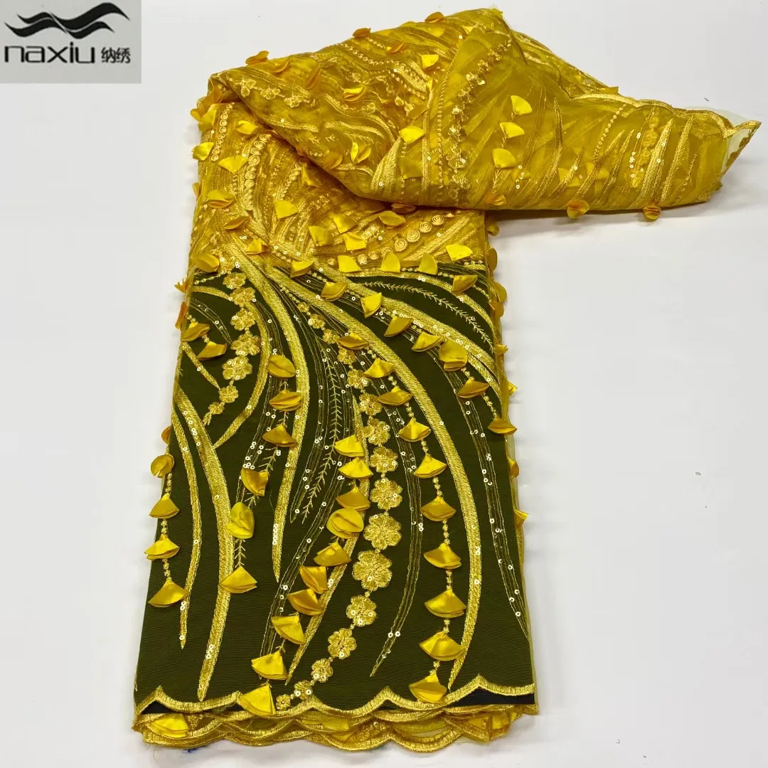 Французская желтая кружевная ткань Madison Тюлевая сетчатая 2021 высококачественные