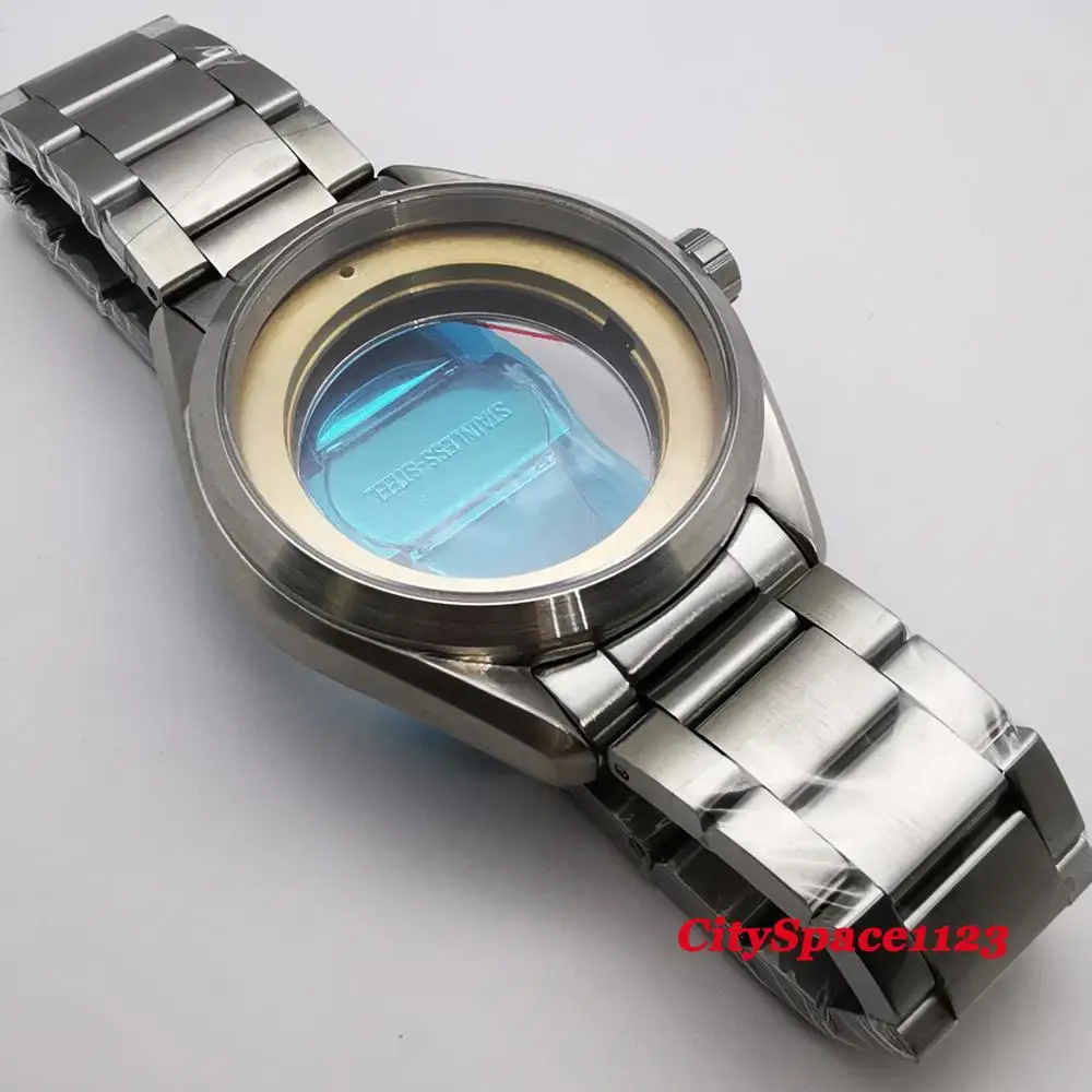 Детали для часов corgтело 41 мм чехол + ремешок Матовая нержавеющая сталь сапфир