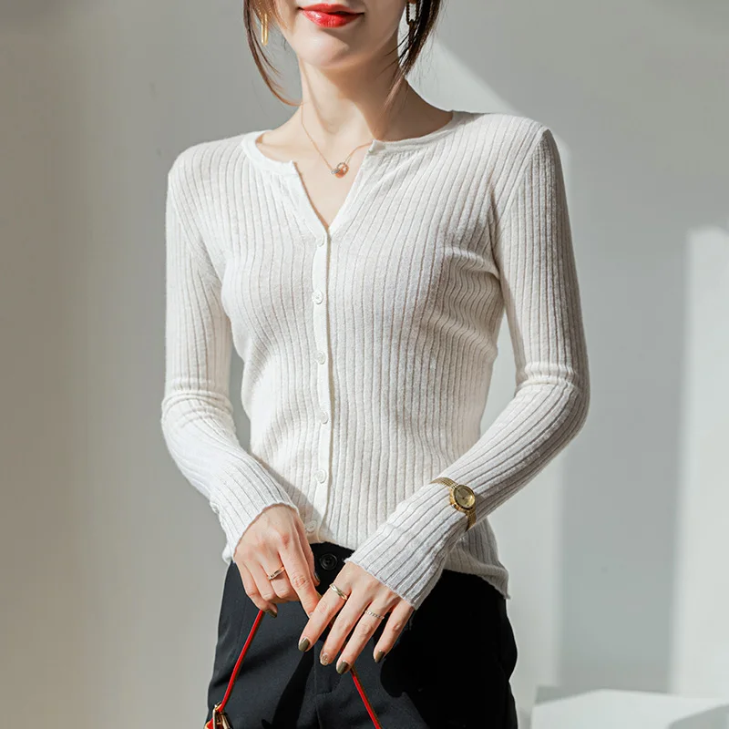 

Spring Newly Elasticity Women Cardigans 2021 Fashion Slim Ladies O-Neck Solid Knitted Sweater Long Sleeve Buttons Jacket Autumn