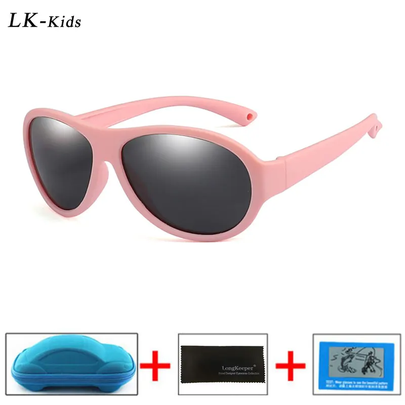 

LongKeeper TR90 Kids Polarized Sunglasses Boys Girls Oval Sun Glasses UV400 Children Flexible Silicone Gafas With Box Gift Set