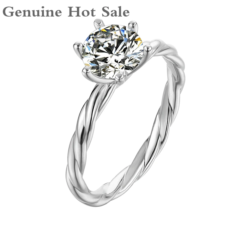 Moissanite кольцо 1.0ct 6 5 мм круглая огранка D Color Lab Diamond 925 Стерлинговое серебро
