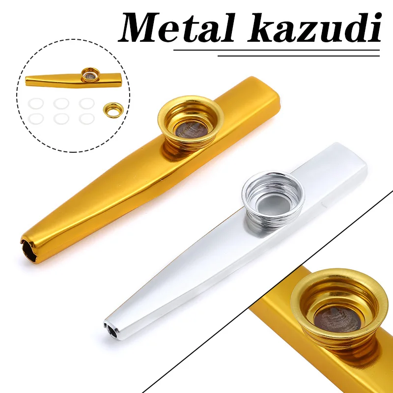 

1pc Metal Kazoo With 6 Kazoo Flute Diaphragm Mouth Flute Harmonica For Beginners Kids Adult Party Gifts Musical Instrument