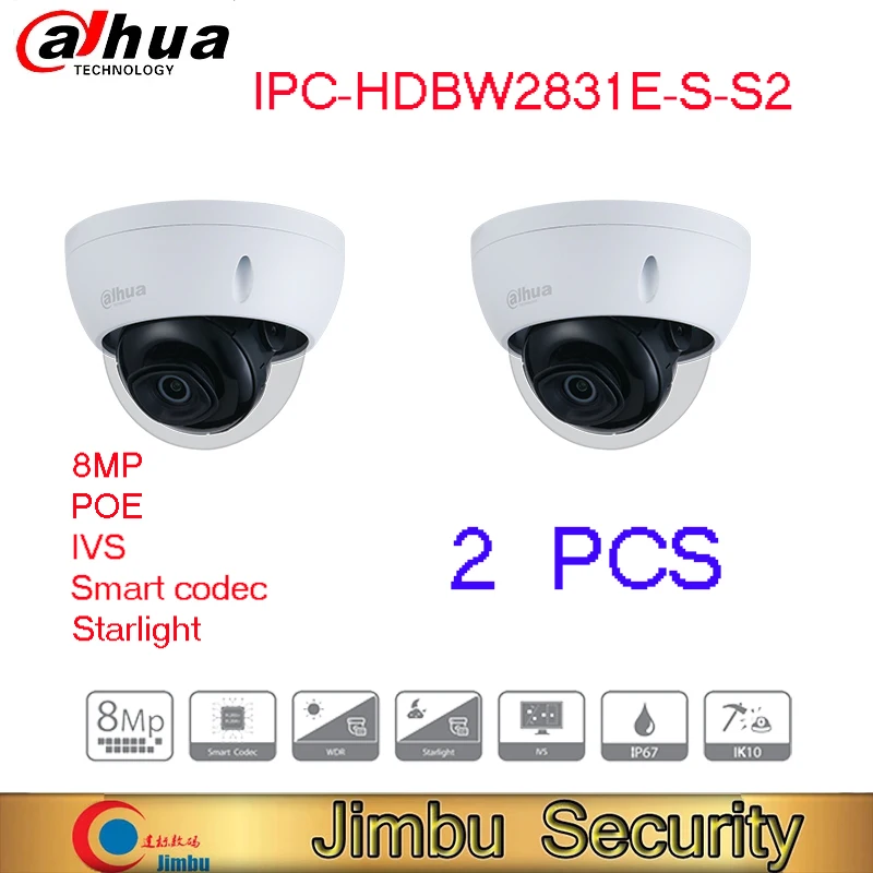 

Dahua IPC-HDBW2831E-S-S2 8MP 4K Lite купольная камера с фиксированным фокусным расстоянием, поддержка starlight, защита poe, видеокамера s для домашней безопаснос...