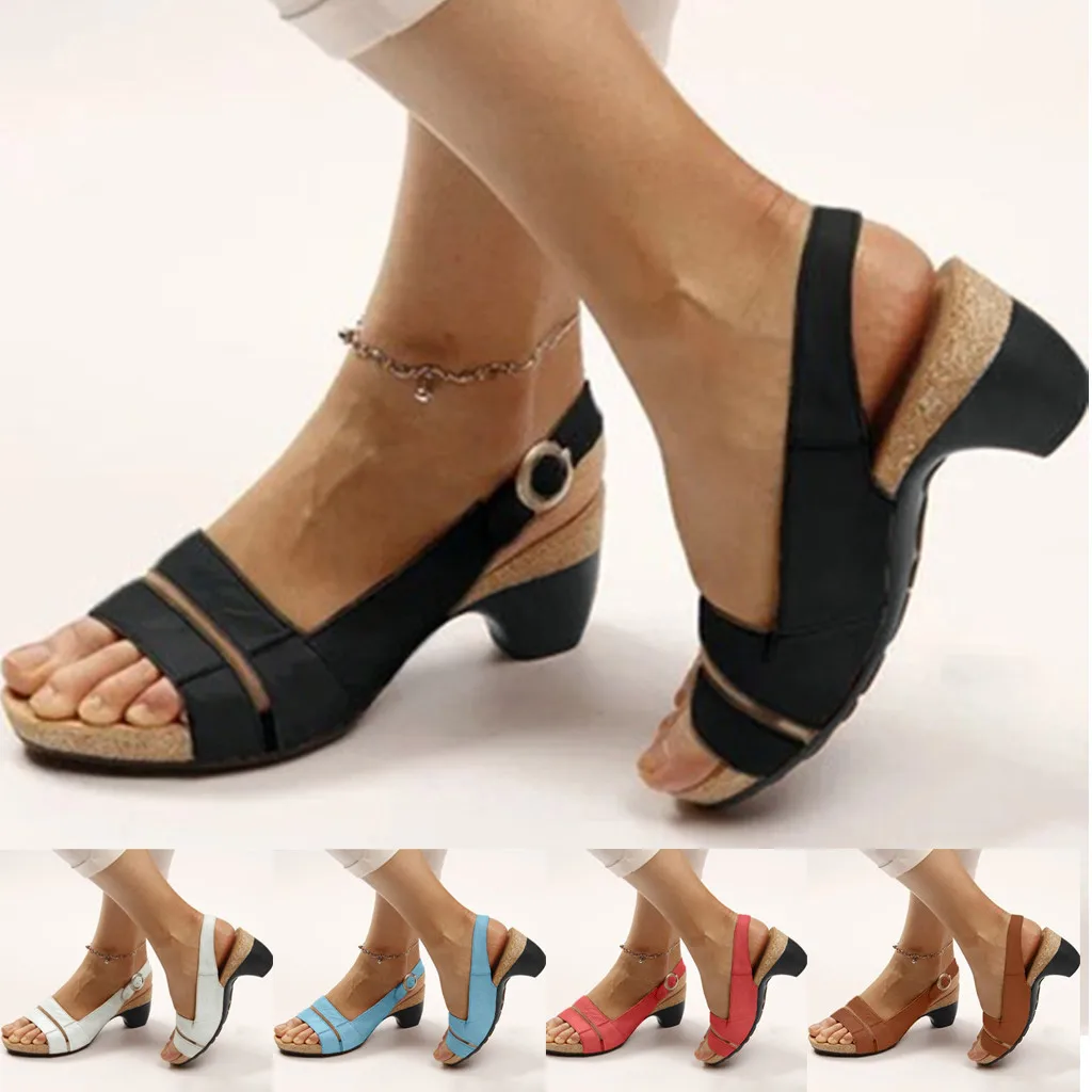 Сандалии женские на платформе и высоком каблуке Босоножки с открытым носком