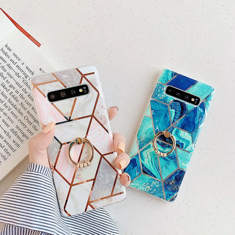 Роскошный Мраморный чехол для samsung Galaxy A70 A50 A40 подставка с бриллиантами держатель