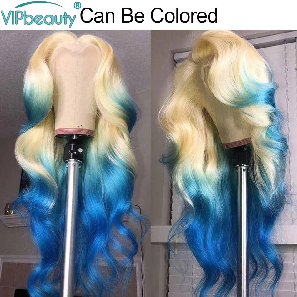 613 Синтетические волосы на кружеве парик светлые Тело Волна 13x6 парики из