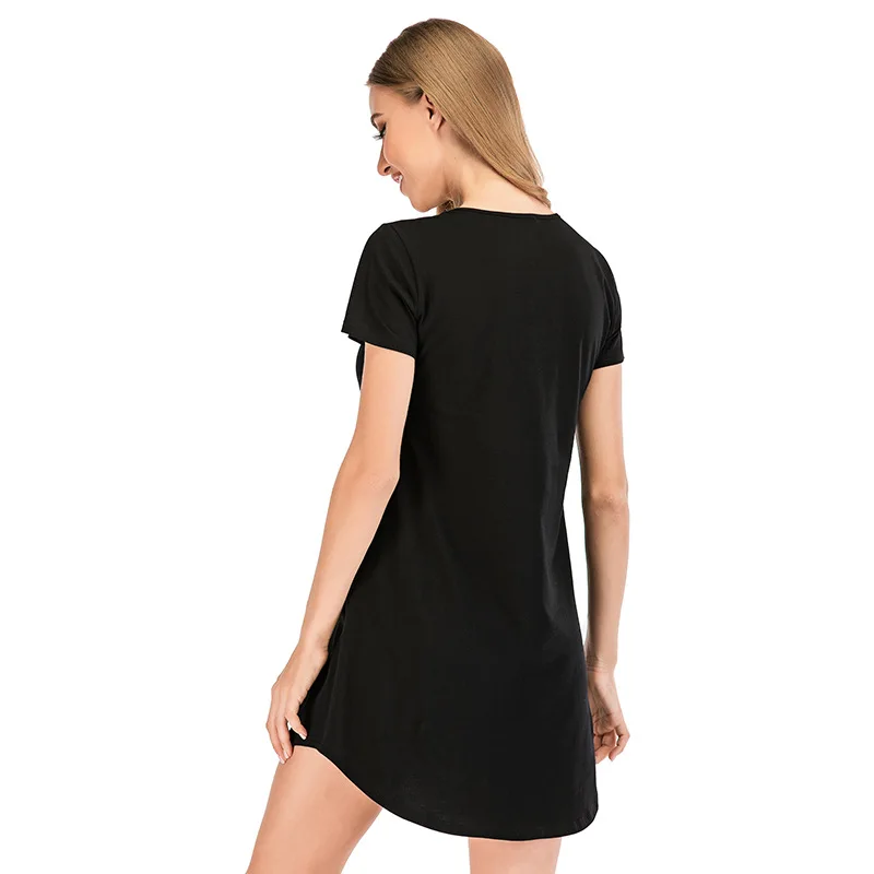 Women Summer Casual Strawberry Short Sleepwear Comfortable Home Clothes Round Neck Loose Dress