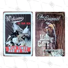 Оригинальная мужская пещера дикие животные дикая Рыбалка логотип металлические знаки сельская хозяйство Оловянная пластина Ретро Бар Клуб наклейки на стену украшение