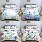 Комплект постельного белья из 23 предметов, пододеяльник с бабочками и цветами, лист, наволочка, одинарныйдвойнойКоролевскийполный размер, Белый пододеяльник, наволочка