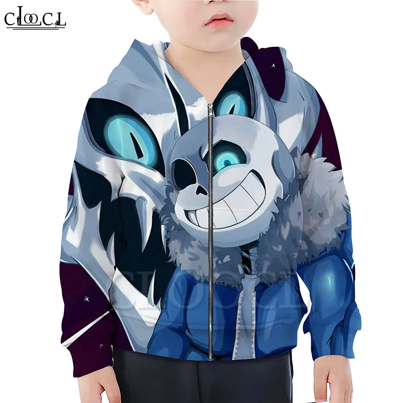 CLOOCL Games Undertale Sans/Милая толстовка с капюшоном на молнии для мальчиков и девочек 3D