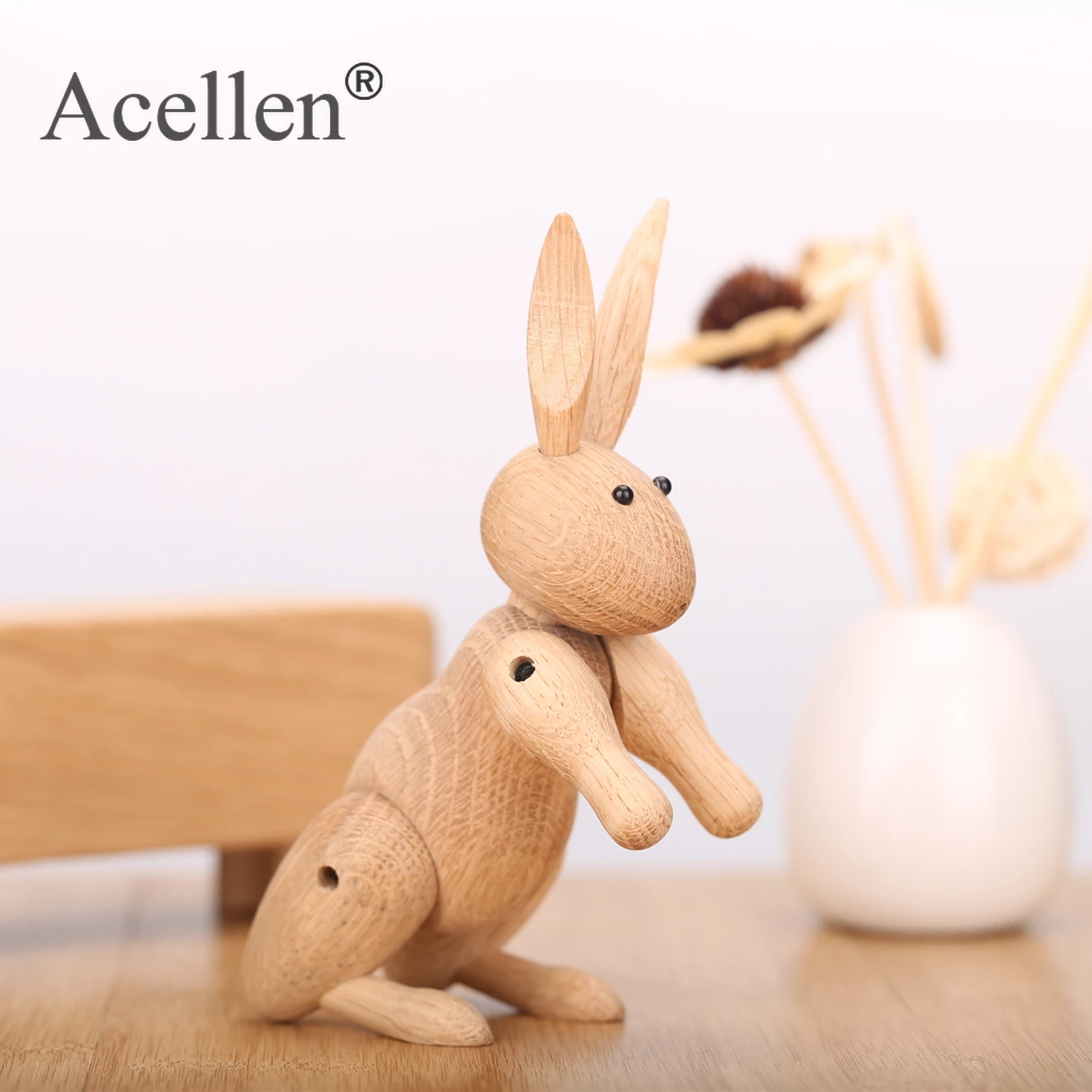 Деревянная Фигурка кролика ручной работы для детской спальни гостиной
