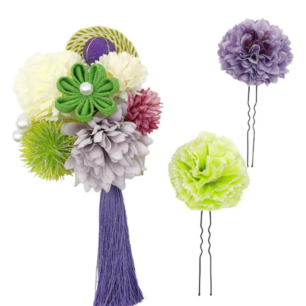 

Fashion 3Pcs/Set Artificial Flower Anti-fall Crepe Faux Pearl Tassel Hair Stick Hair Clip Women Bridal Wedding Wear Ornaments