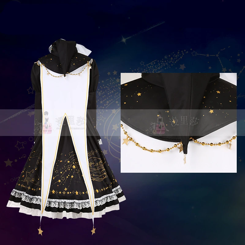 Костюм для косплея из аниме Проект Touhou Kirisame Marisa платье с принтом звезд и Луны Kirara