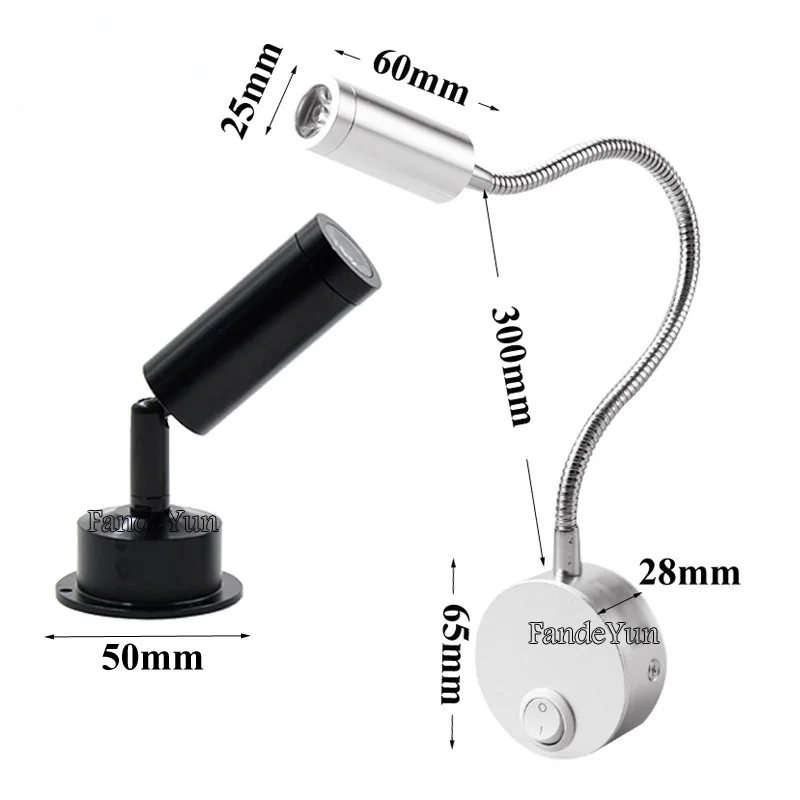 decorative wall lights New Design Reading Lamp LED Wall lamp 3W for Bedside Study Book Lamp Black Silver White wall light EU Plug Cord AC85-265V wall mounted lamp