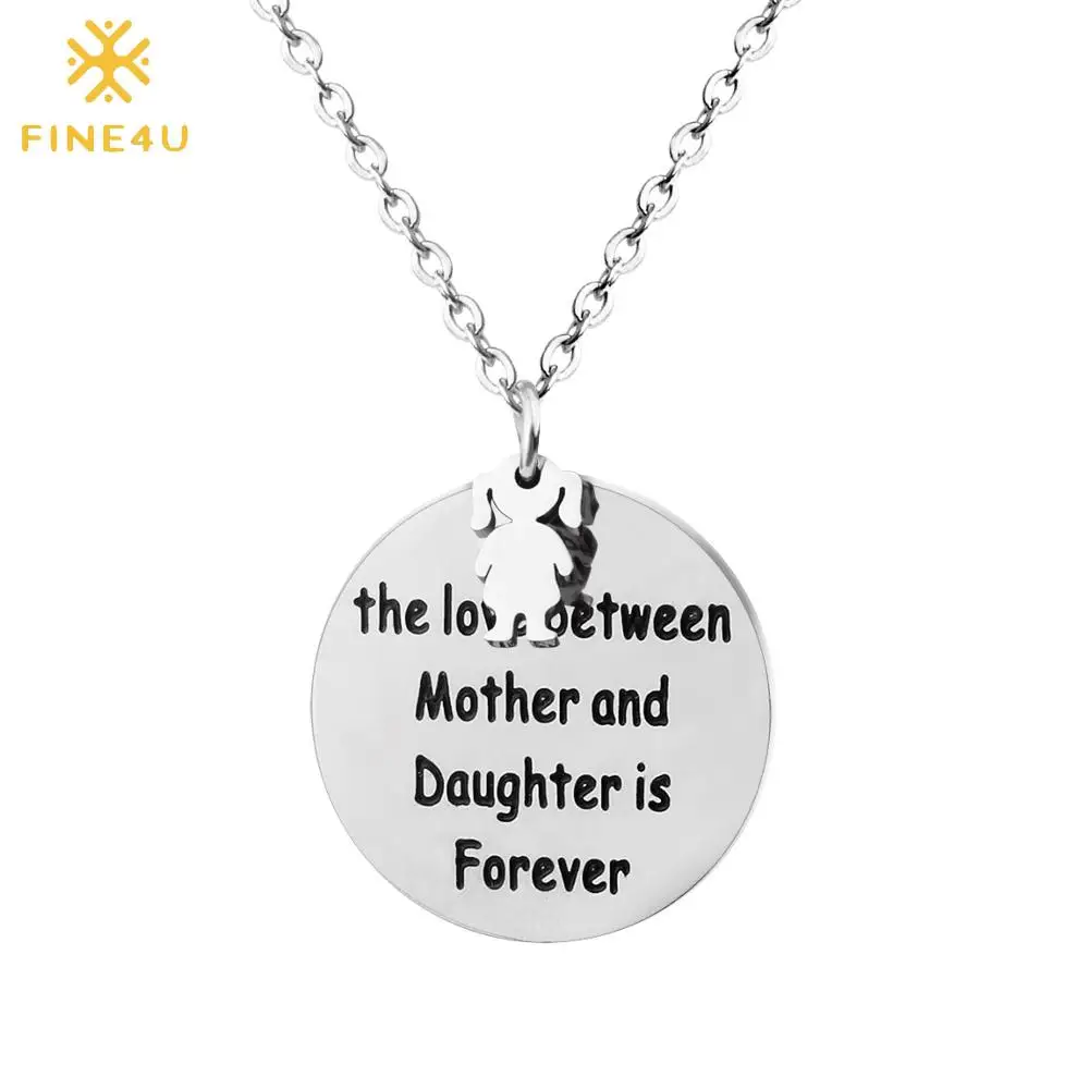 FINE4U N268 любовь между мать и подвеска для дочери ожерелья из нержавеющей стали
