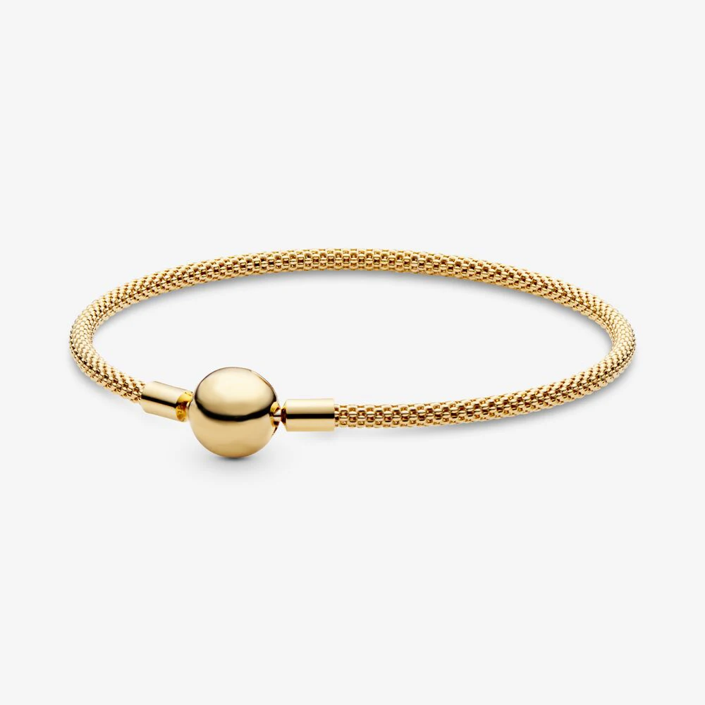 

Classic Genuine 100% S925 Sterling Silver Bracelet Moments Mesh Bracelet Friendship Bangles Women Luxury DIY Jewelry