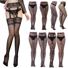 Женские сексуальные колготки, чулки с открытой промежностью, соблазнительные Соблазнительные чулки до бедра, кружевные сетчатые ажурные женские