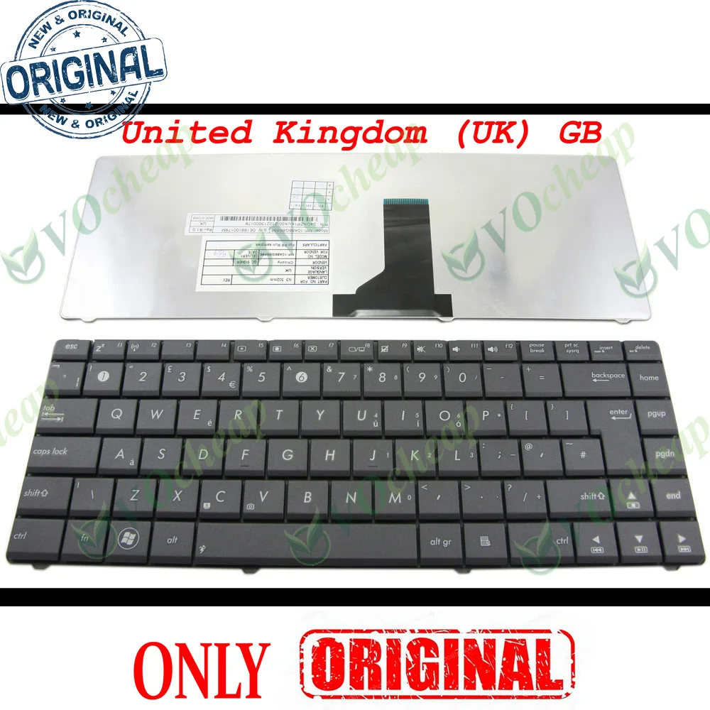 Новая клавиатура для ноутбука ASUS N43 N43S N43Jf K43 K43T X42J K42JZ X43B X43TA X43U, черная, британская версия GB