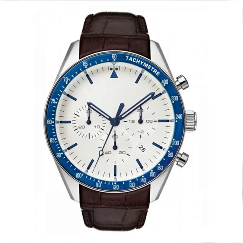 

Trophy Men Chronograph Watch Luxury Quartz Wristwatch Mens Business Watch with Leather Gray Boss Reloj de los hombres