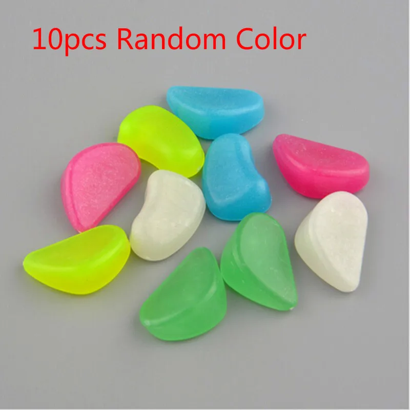 10PCS Color Random 10 шт. искусственные камни, камни светится в темноте, светящиеся булыжники, садовые аквариумные украшения, украшение для дома - Цвет: 10PCS Color Random