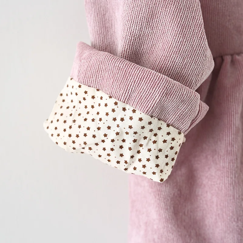 

Girls' Long-sleeved Solid Color Dress 2021 Autumn Winter Baby Girls Padded Big Bow Princess Dress For 1-4 Years