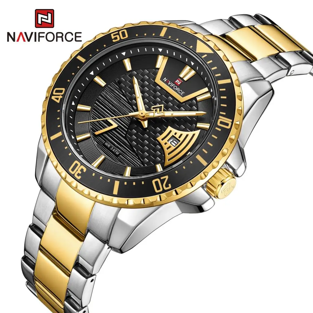 Часы наручные NAVIFORCE Мужские кварцевые простые Роскошные модные повседневные