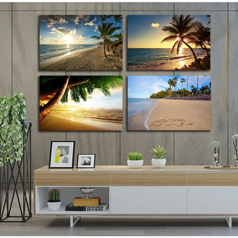 Постер с изображением заката моря тропического пляжа Майами Морского Пейзажа