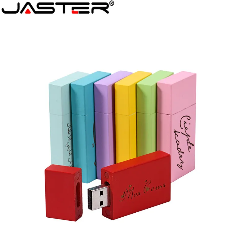 USB флеш накопитель JASTER Деревянный Цветной с логотипом на 2 0 8 64 Гб|USB