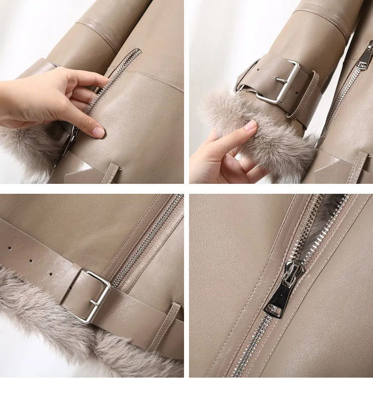 2022 Women's motorcycle jacket short outerwear streetwear Tuscan lamb fur fur coat Winter Jacket thick warm real fur coat