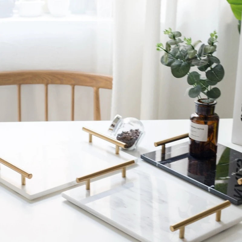 Мраморный поднос для хранения ванной комнаты витрина десерта закуски косметика