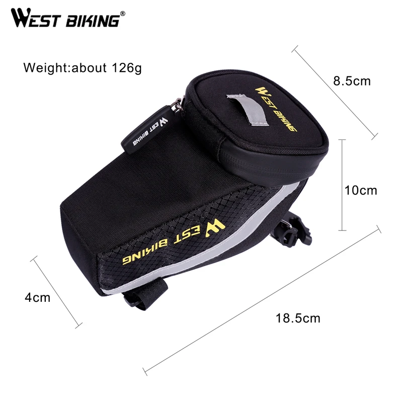 

WEST BIKING Bicycle Saddle Bag Waterproof MTB Road Bike Rear Bags Reflective Bicycle Accessories Rear Seat Bag Cycling Tail Bag