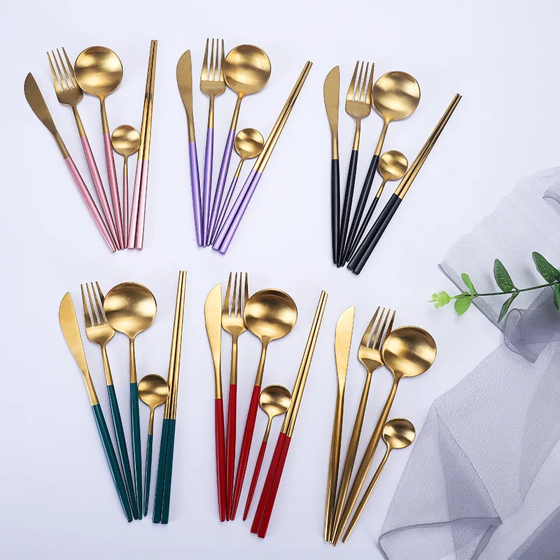 Горячая Распродажа 4 шт./компл. чистое золото Европейские столовые приборы нож 304