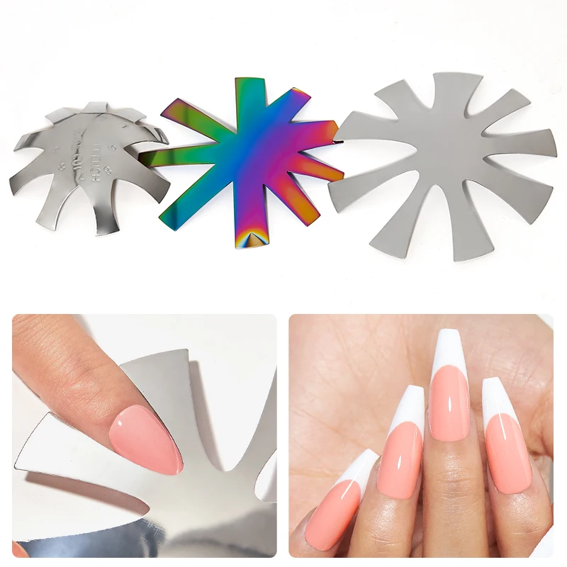 

French Smile Cut V Line Nail Art Tool Manicure Template Edge Stencil Trimmer Easy to Clean Nail Care Stamping Plate Molds