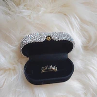 luxury inlaid diamond jewelry earring ring display case box storage organizer holder gift packaging box portable travel wedding