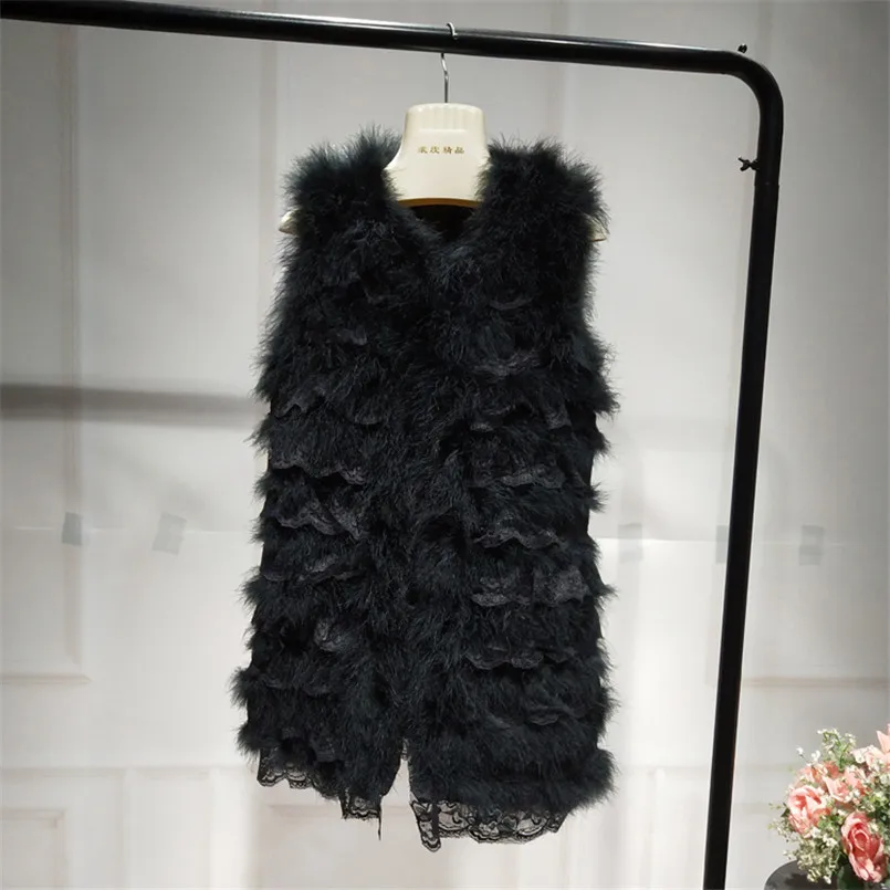 Женский меховой жилет из натурального страусиного пера Женская куртка одежда с