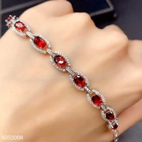 kjjeaxcmy boutique jewelry 925 sterling silver inlaid natural garnet bracelet trendy female hand bracelet support testing