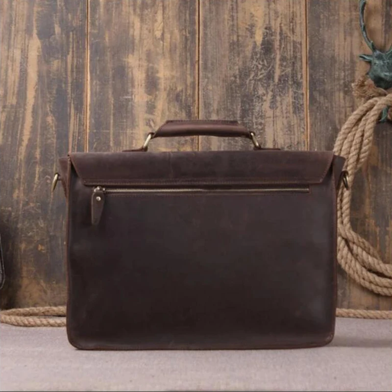 Крутая мужская сумка тоут из натуральной кожи коричневая наплечная мессенджер 15