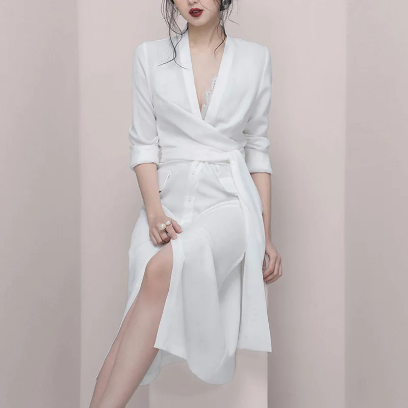 Женское платье весна лето 2020 асимметричное новое сексуальное с V образным