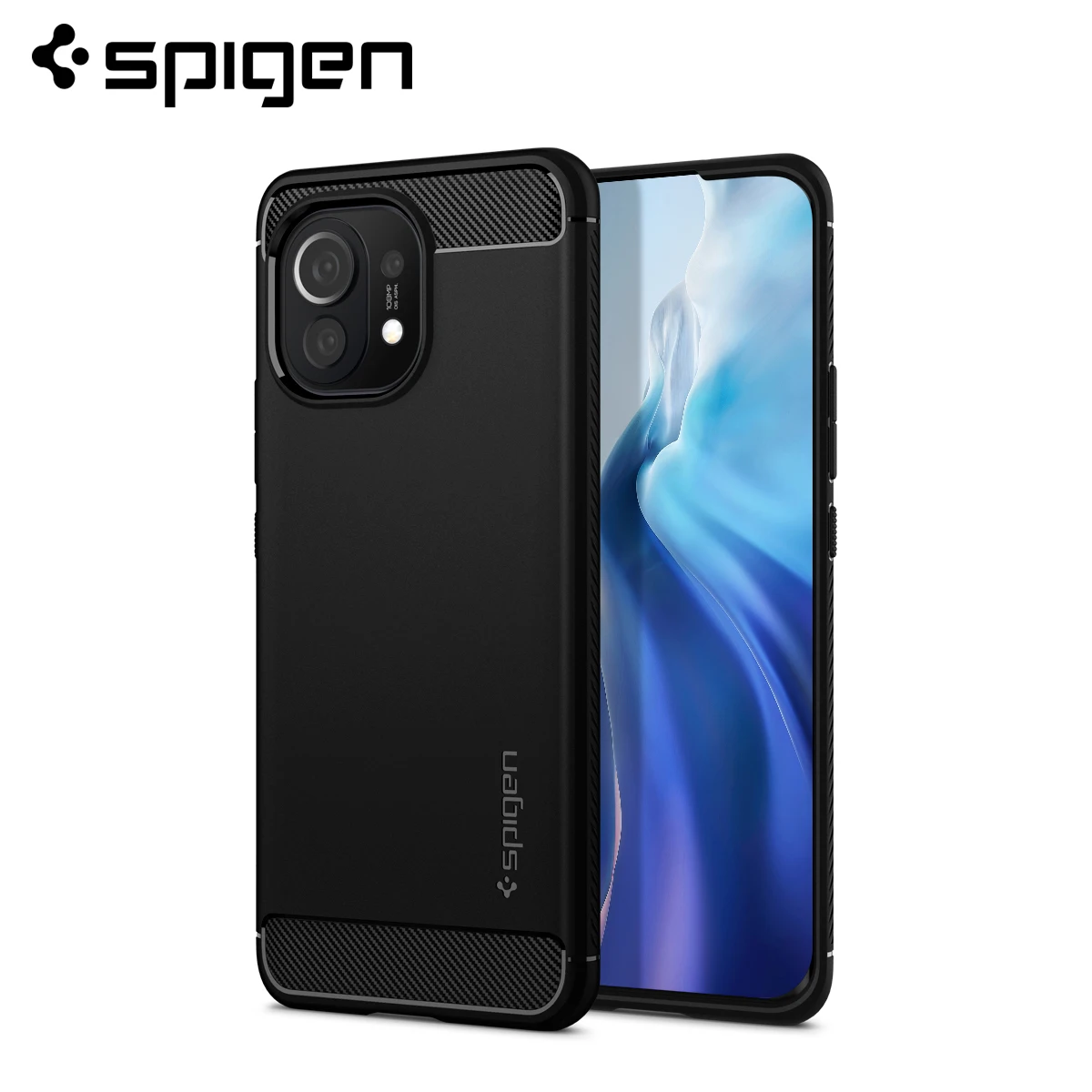 SPIGEN прочный армированный чехол для Xiaomi Mi 11-матовые черные противоскользящие